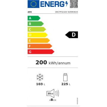 AEG Ψυγειοκαταψύκτης NoFrost Υ187xΠ59.5xΒ63.9εκ. Inox ORC7P321DX